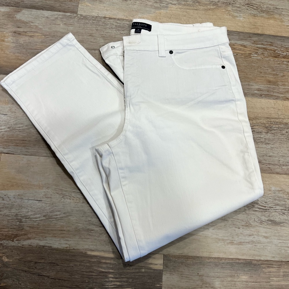 Talbots Simply Flattering 5-Pocket Straight-Leg Jeans - White  Size 14 EUC